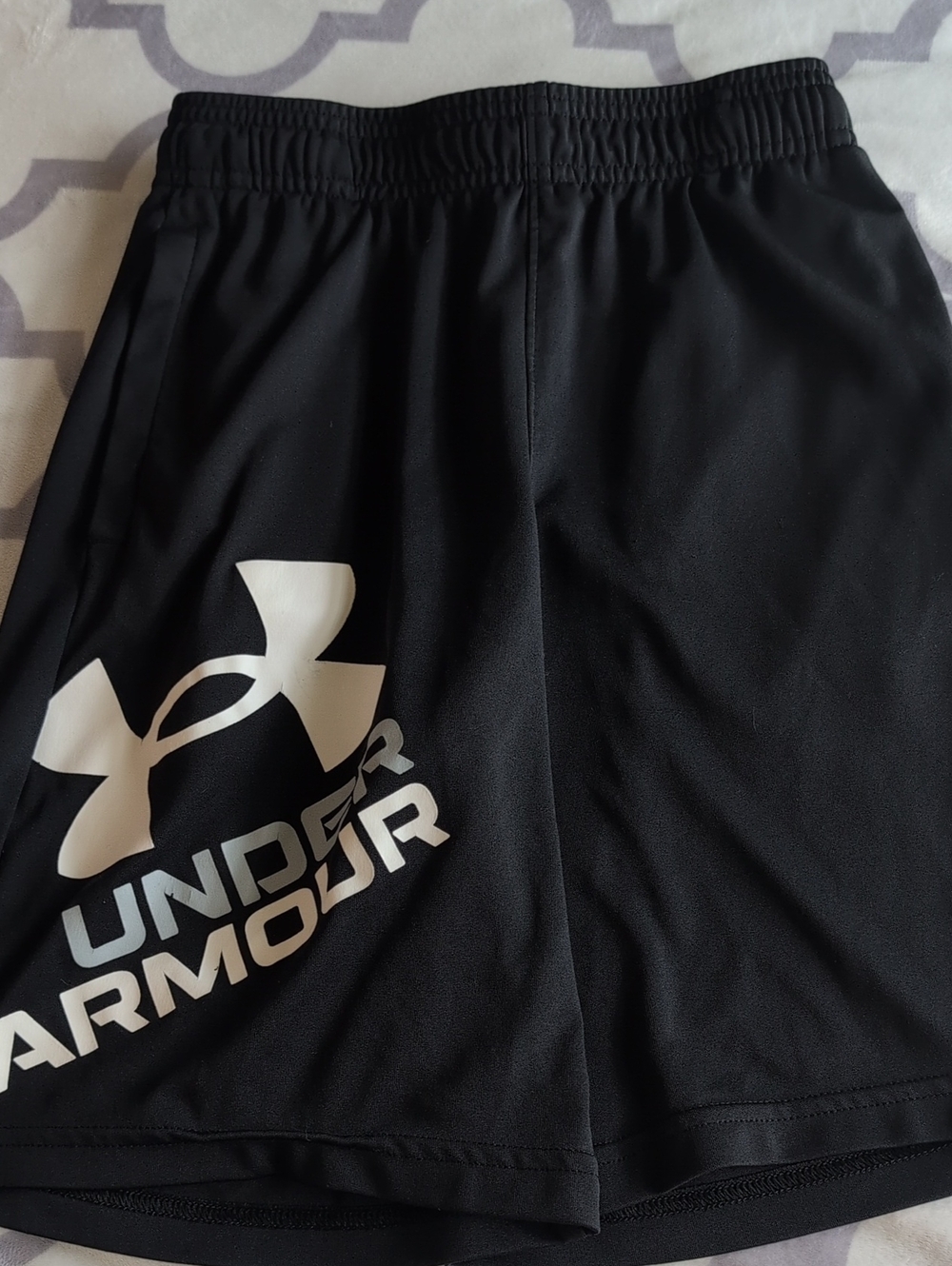 Under Armour Black Boy’s Athletic Shorts with White Logo